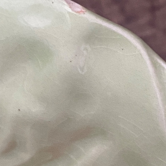 Vtg Carlton Ware ceramic lettuce leaf & tomato salad bowl & matching spoon rest - Picture 15 of 16